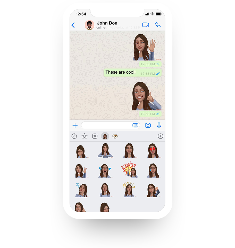 In WhatsApp open stickers section and tap Loomie tab